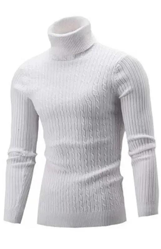 Cozy Elegance: Men's Slim-Fit Turtleneck Knit Pullover for Autumn-Winter - MENLL